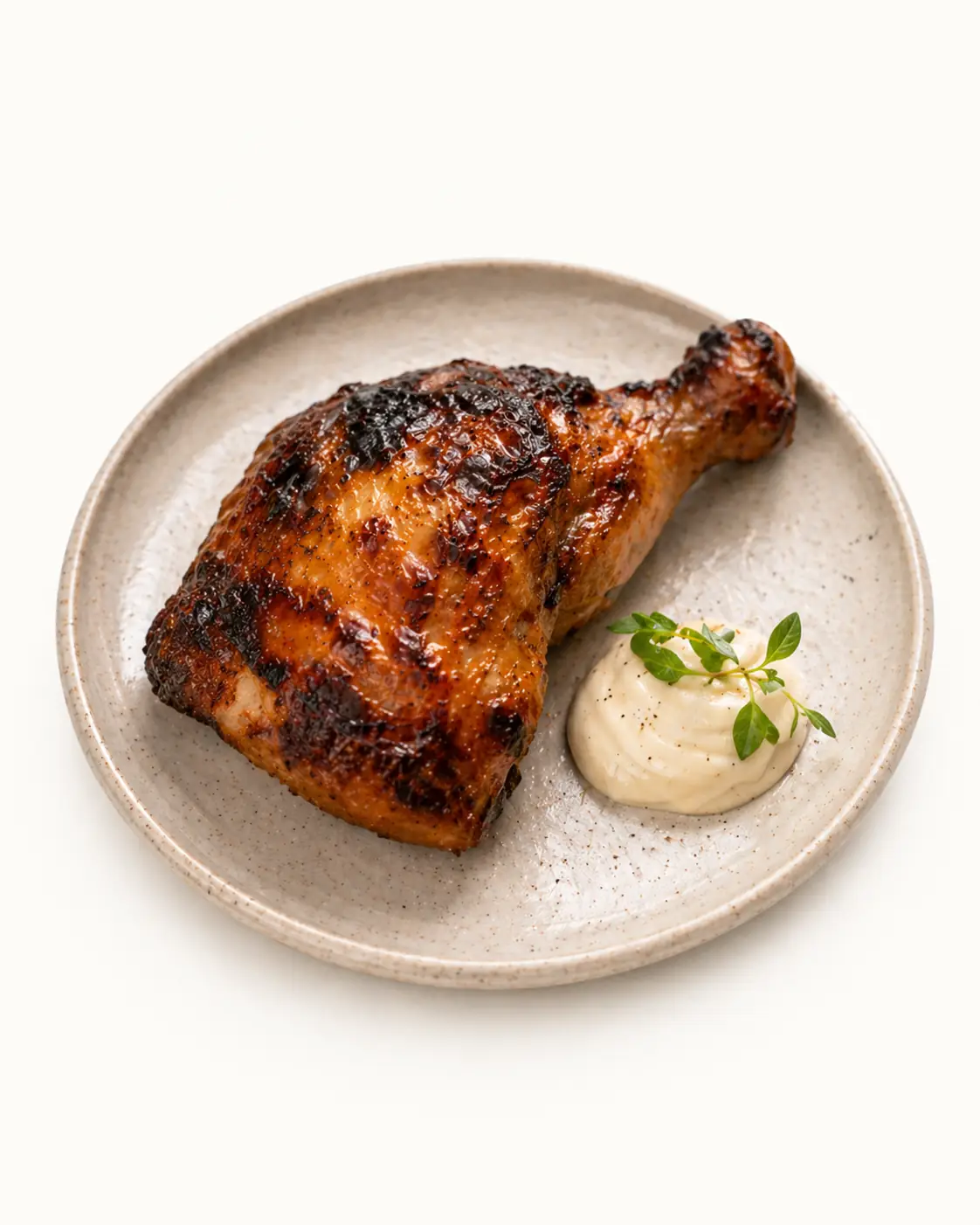 Coal-roasted chicken with a creamy accompaniment